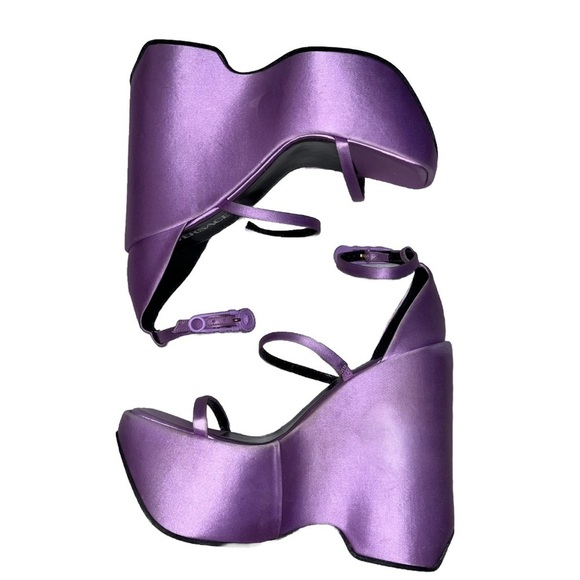 VERSACE Triplatform Sandal Light Purple Satin EU 40 US 10 Safety Pin Y2K Style - Picture 7 of 16